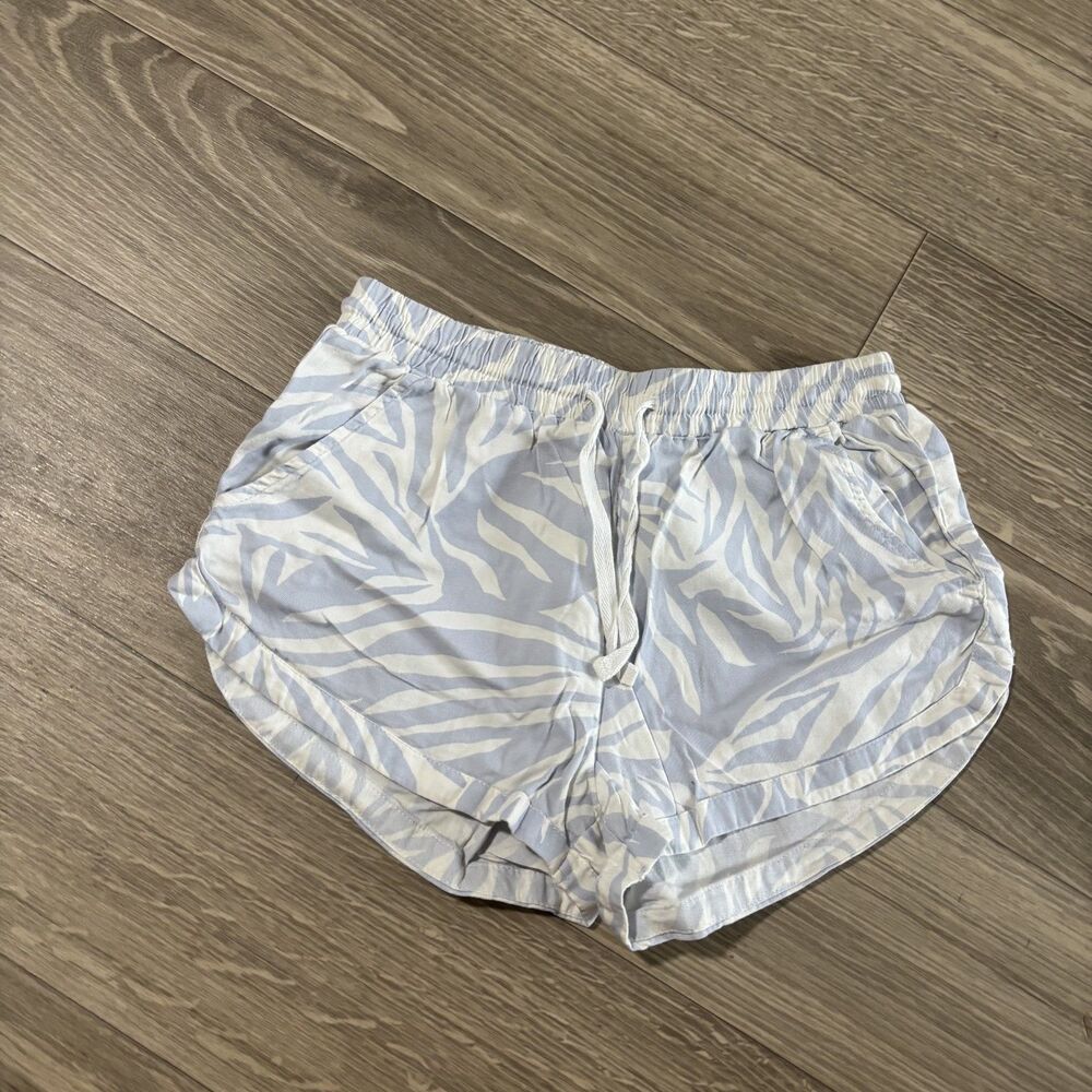 Billabong White Blue Zebra Print Pull On Shorts Size Small